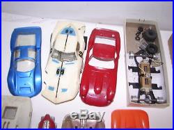 Vintage lot of 1/24 slot cars bodies, parts, chassis Ferrari Chaparral Cox