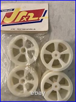 Vintage original Team Losi JRX2 JRX-2 White Wheels/ rims-1 Set Front & Rear