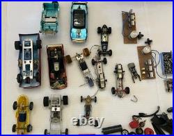 Vtg 1/32 1/42Scale Slot Car Parts Chassis Bodies Wheels Aurora Estate Lot AS-IS