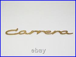 Vtg 1950-1966 Porsche 904 356 Carrera Gold Script Emblem Badge OEM Original Part