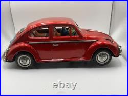 Vtg 1960'S JAPANESE TIN VW VOLKSWAGEN SEDAN CAR KINGSIZE RED BATTERY parts