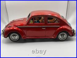 Vtg 1960'S JAPANESE TIN VW VOLKSWAGEN SEDAN CAR KINGSIZE RED BATTERY parts