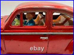 Vtg 1960'S JAPANESE TIN VW VOLKSWAGEN SEDAN CAR KINGSIZE RED BATTERY parts