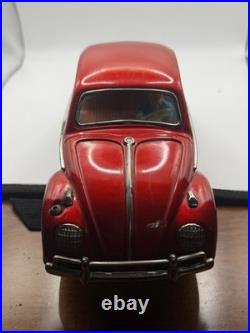 Vtg 1960'S JAPANESE TIN VW VOLKSWAGEN SEDAN CAR KINGSIZE RED BATTERY parts