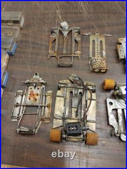 Vtg Massive 1/24 Slot Car 100's Parts Chassis Motors Tires Gears Restoration