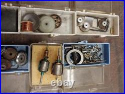 Vtg Massive 1/24 Slot Car 100's Parts Chassis Motors Tires Gears Restoration