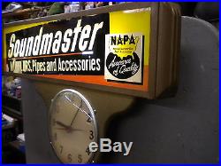 Vtg NAPA Auto Muffler Display Sign- Clock, Garage Gas Station NAPA Car Parts