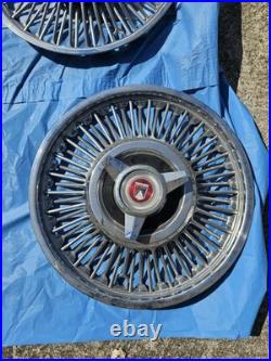 Vtg Set of 4 Ford Wire Hubcaps 14 Chrome Wheel Classic Car Parts Old Stock