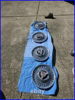 Vtg Set of 4 Ford Wire Hubcaps 14 Chrome Wheel Classic Car Parts Old Stock