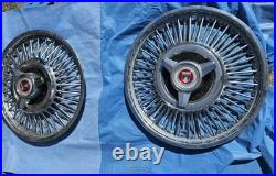 Vtg Set of 4 Ford Wire Hubcaps 14 Chrome Wheel Classic Car Parts Old Stock