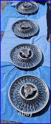 Vtg Set of 4 Ford Wire Hubcaps 14 Chrome Wheel Classic Car Parts Old Stock