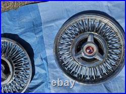 Vtg Set of 4 Ford Wire Hubcaps 14 Chrome Wheel Classic Car Parts Old Stock