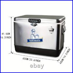 Yakimoto 54Qt Portable Vintage Stainless Steel Car Cooler, Auto Parts Ice Chest Yakimoto 54Qt Portable Vintage Stainless Steel Car Cooler, Auto Parts Ice Chest